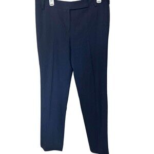 Escada Straight Trousers Pants Women's Size 42 Navy Blue Wool Blend